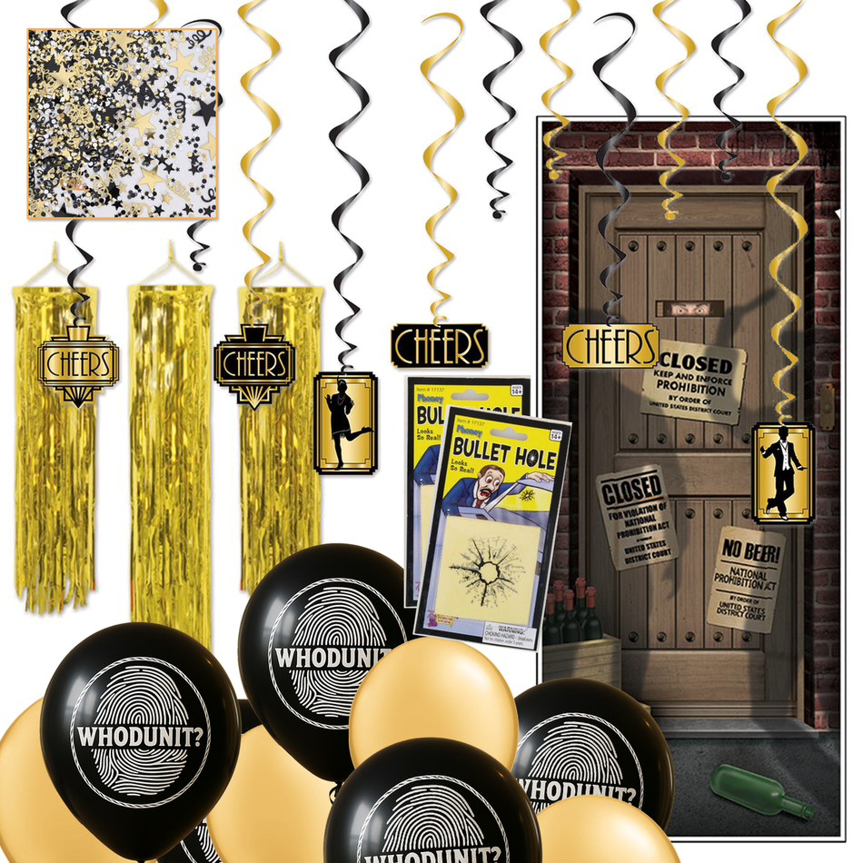 1920s murder mystery party game decor kit. 