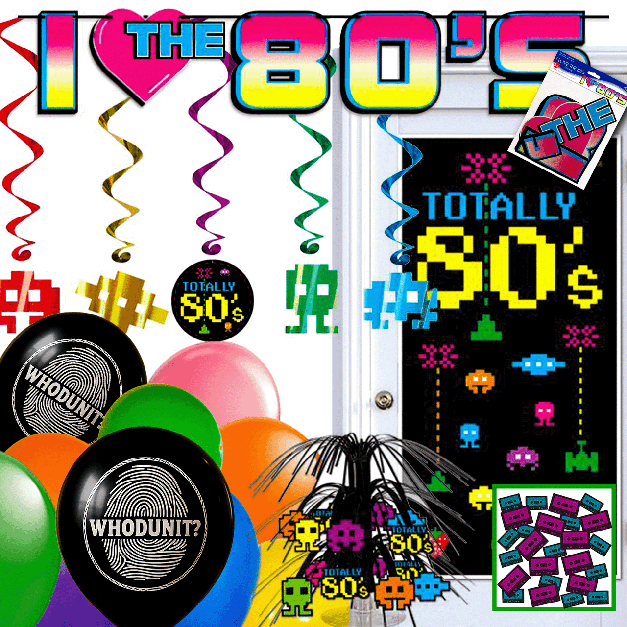 1980s murder mystery party decor kit. 