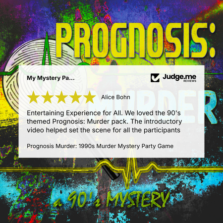 5 Star Review for the 1990s murder mystery party game