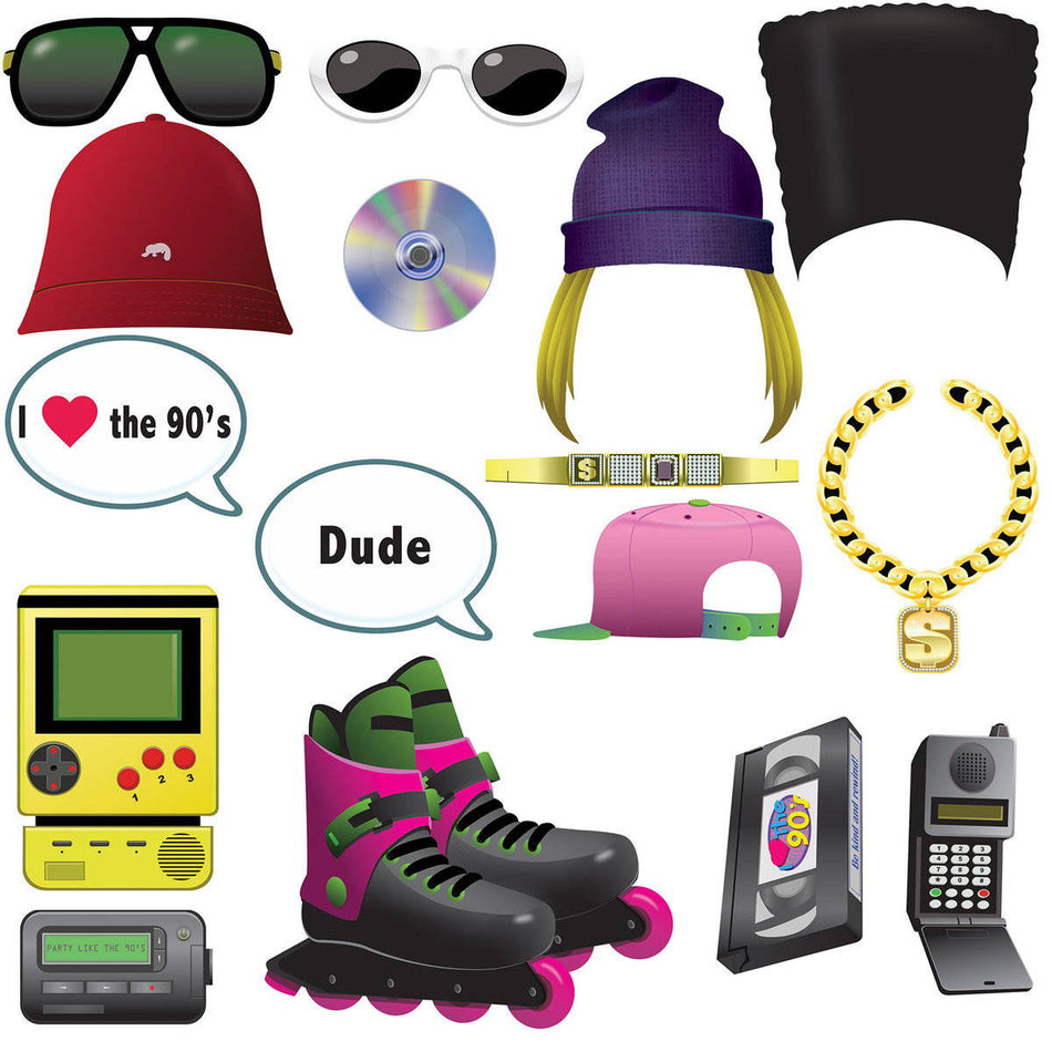 1990\'s Fun Photo props for a murder mystery party.