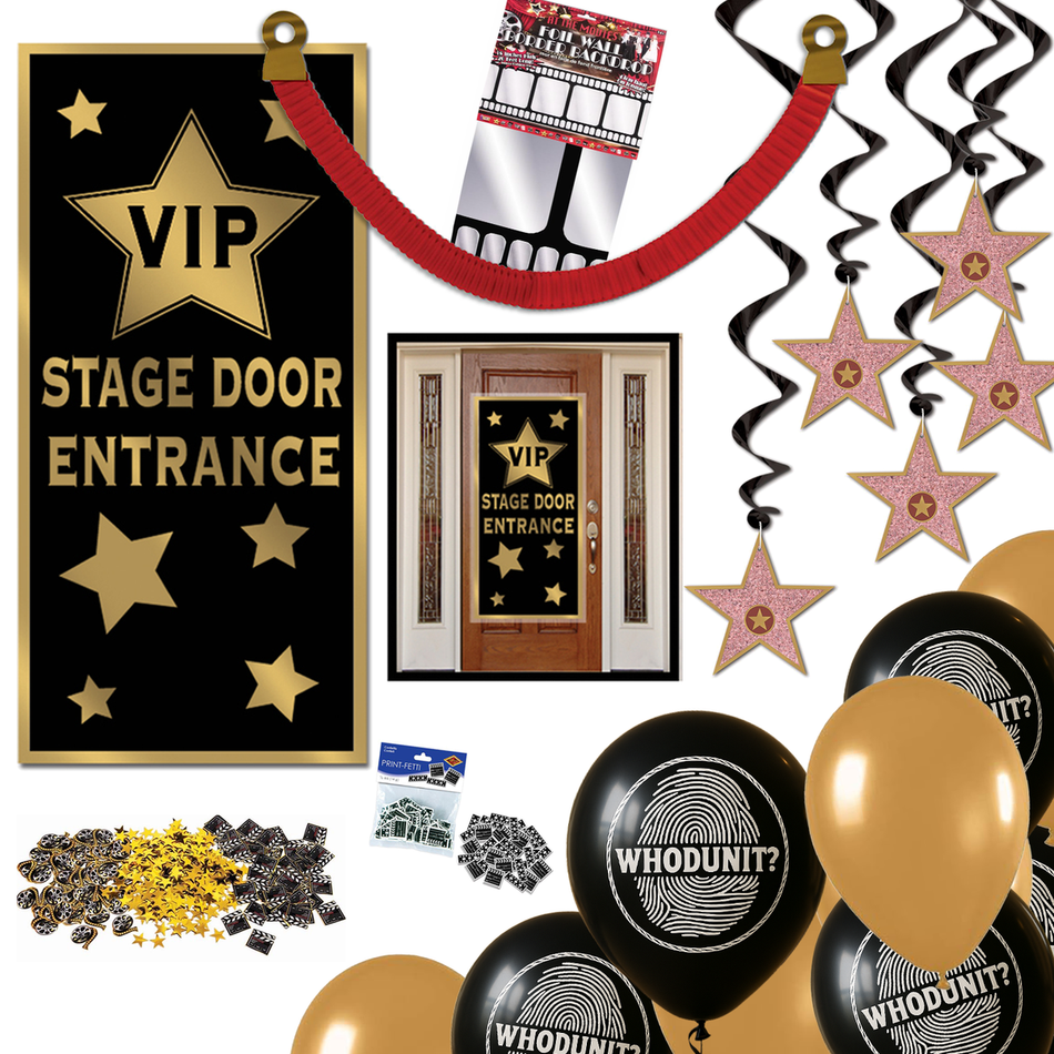 Awards night mystery party decor kit for a murder mystery party game.