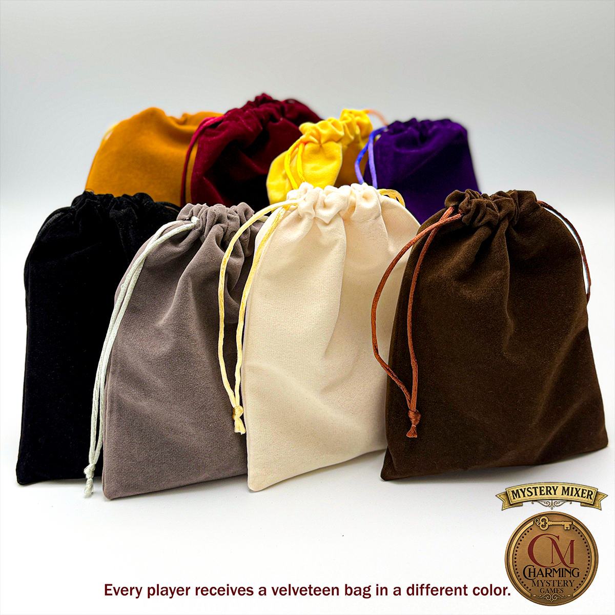 Velveteen bags for the mystery mixer game