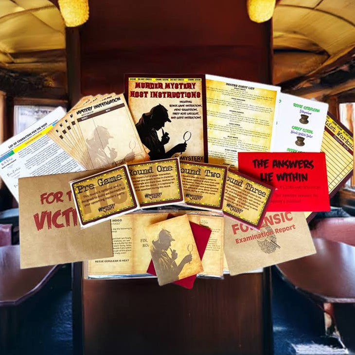 Buffalo Express murder mystery party boxed kit example.
