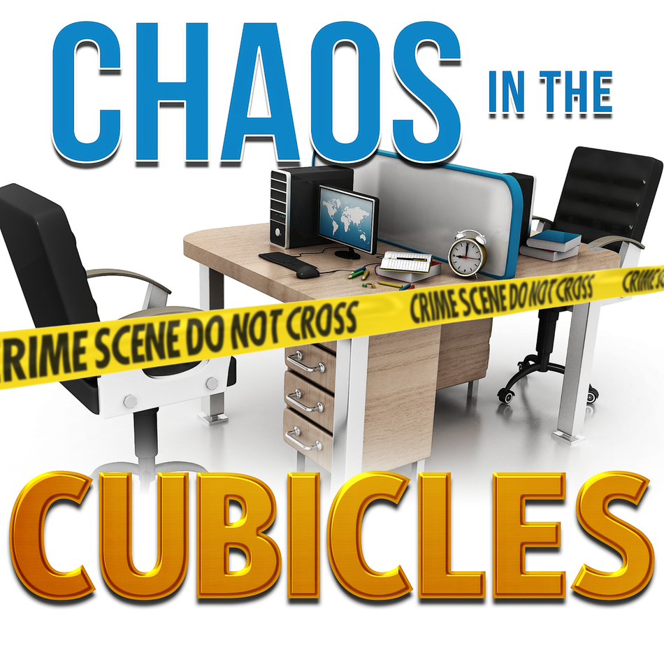 Chaos in the Cubicles Party Pack - a boxed set for a corporate mystery game for 8-300+ players.