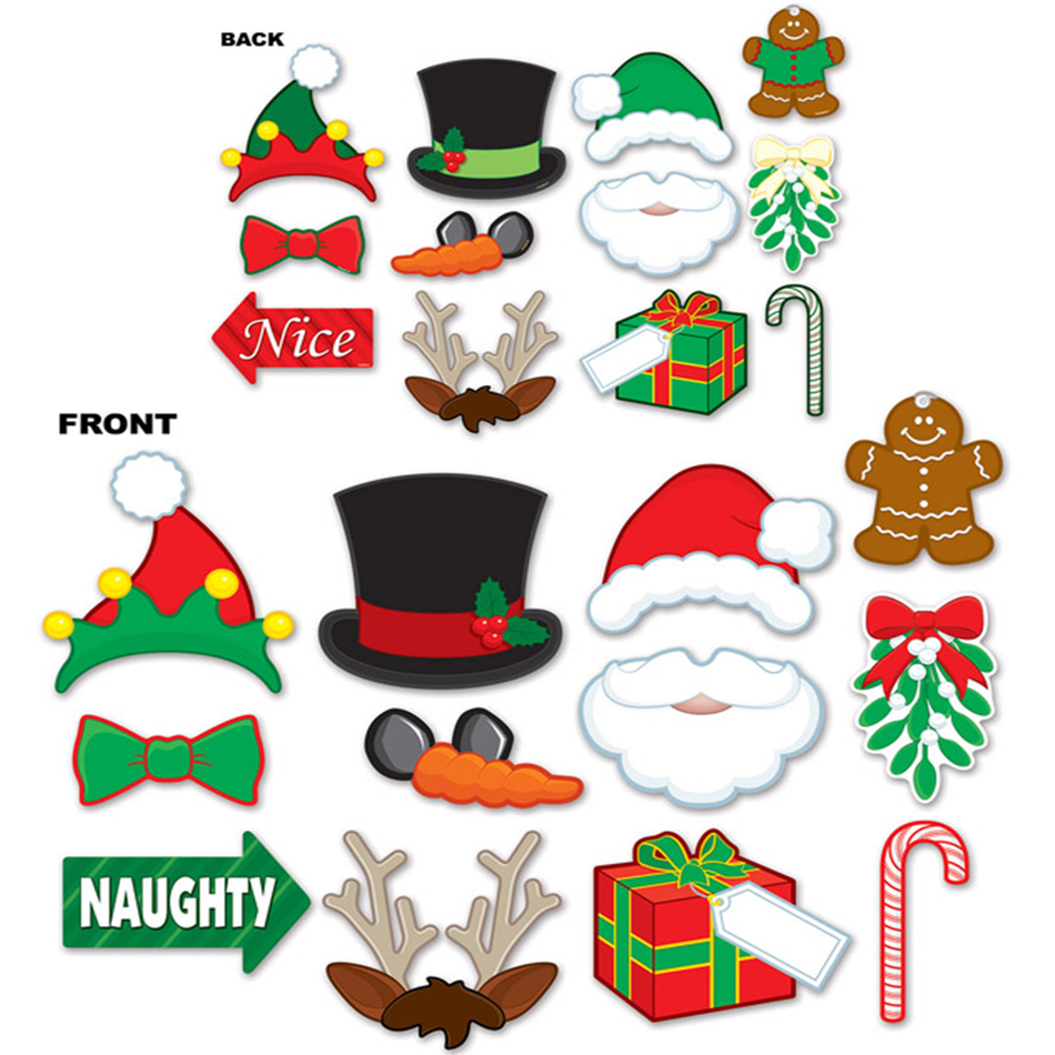 Christmas photo fun props for a mystery party.