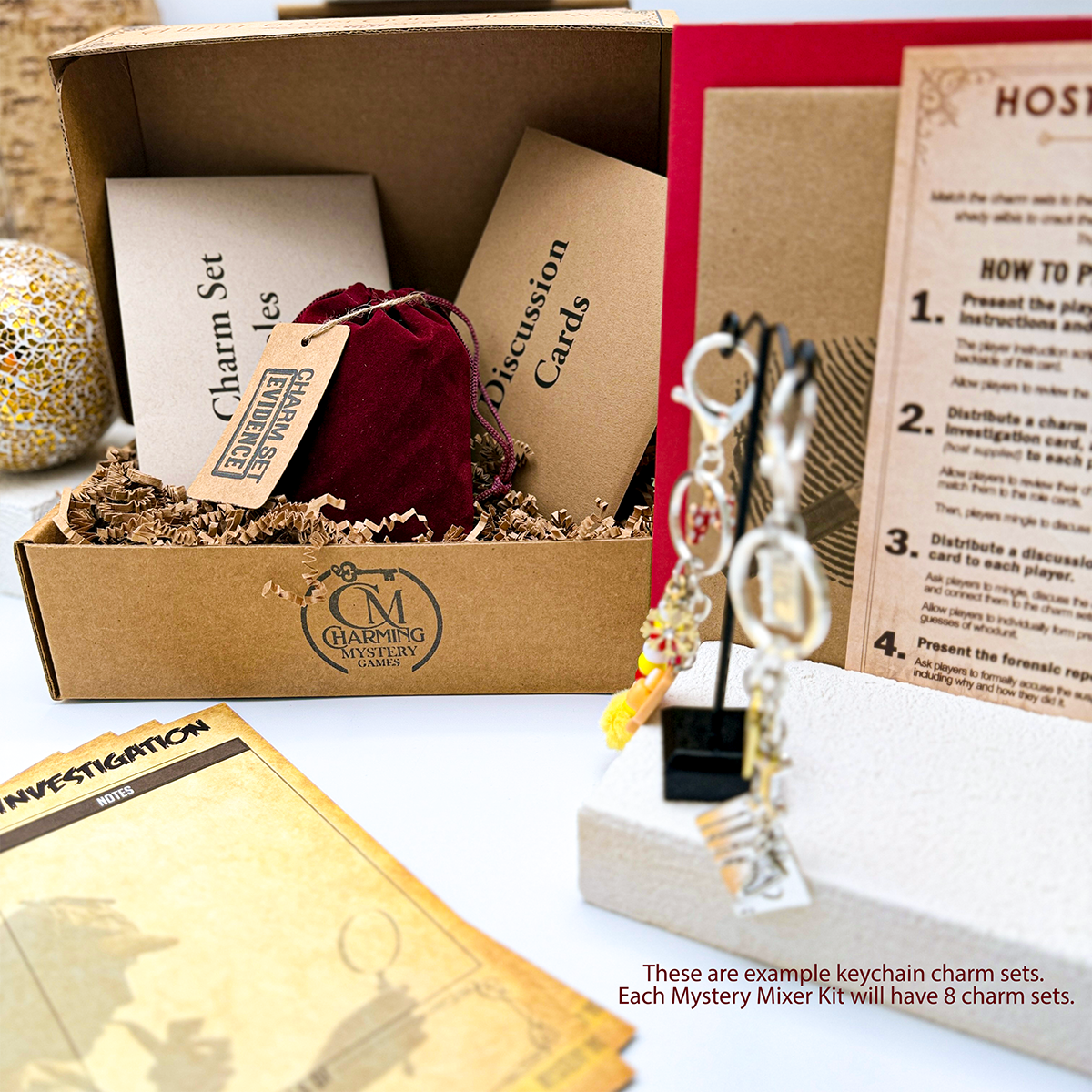 KeyChain Mixer Example Set for Charming Mystery Party Games