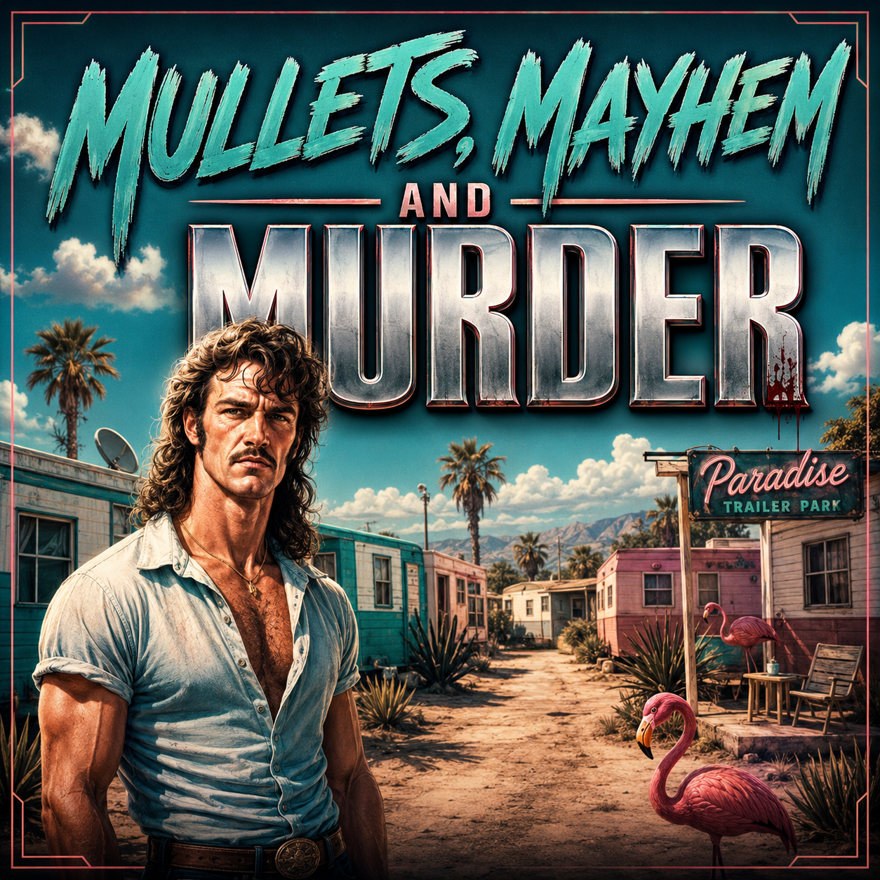 Mullets, Mayhem, & Murder - a fun murder mystery party game. 