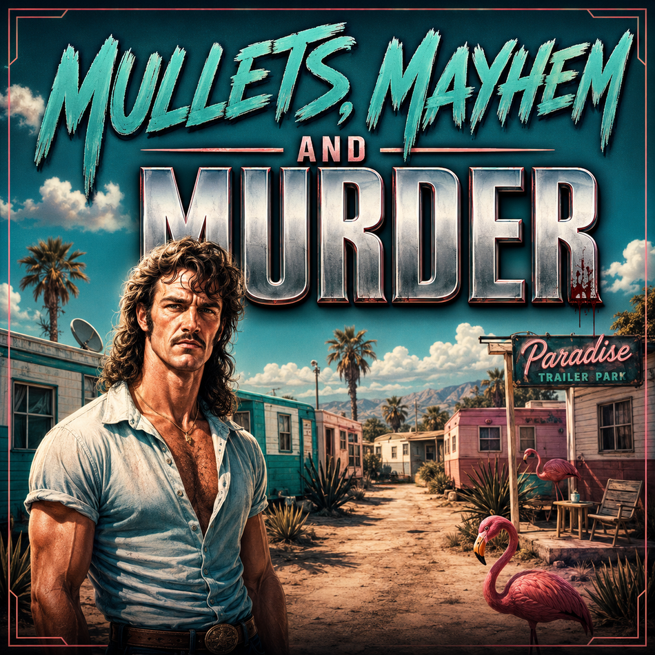 Mullets, Mayhem, & Murder - a fun murder mystery party game. 