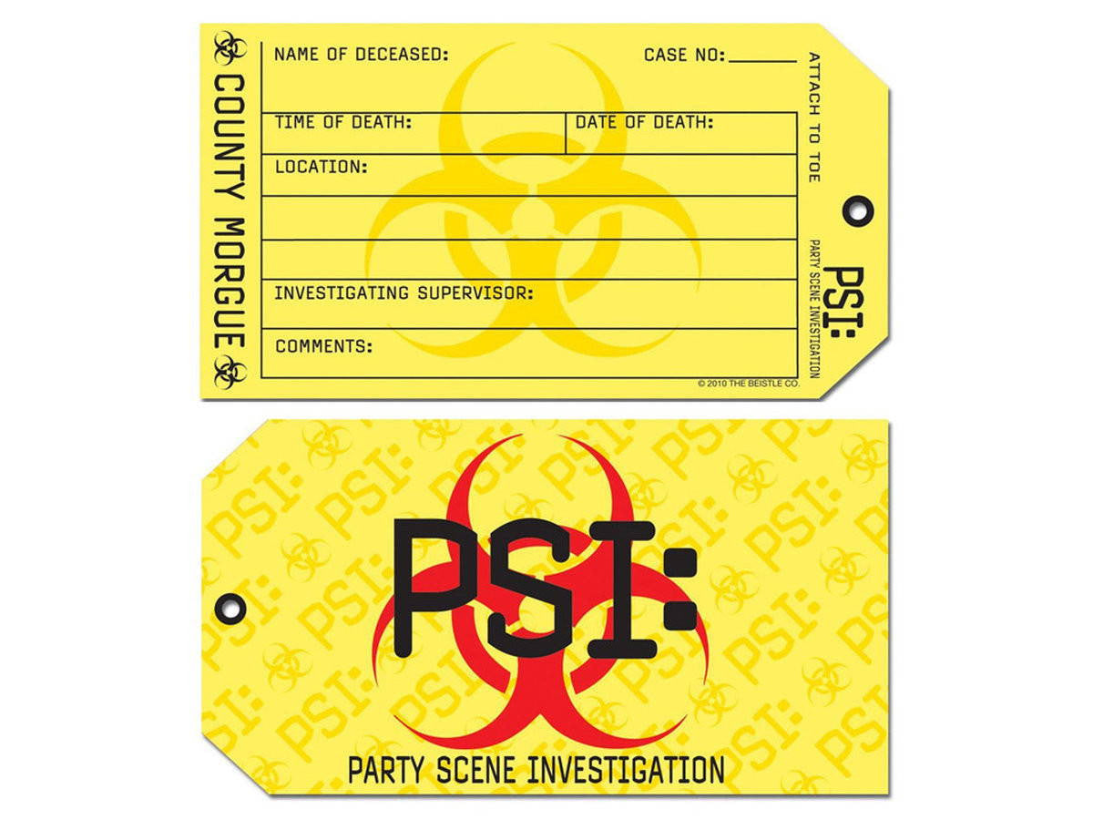 Toe tag invitations