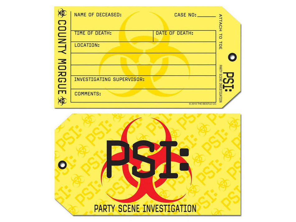 Toe tag invitations