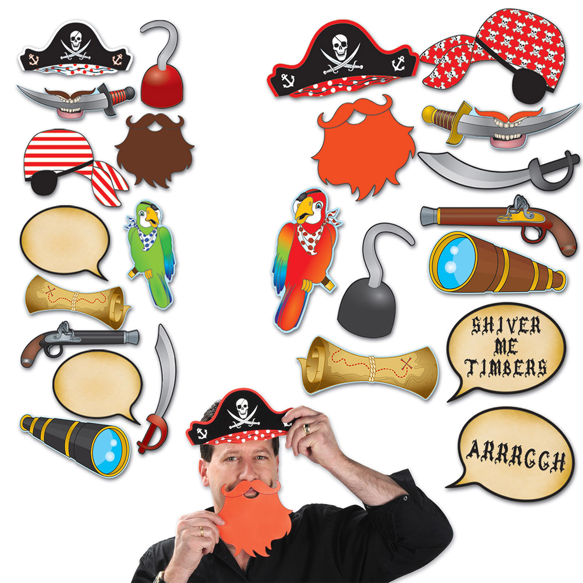 Pirate photo fun props for mystery parties.