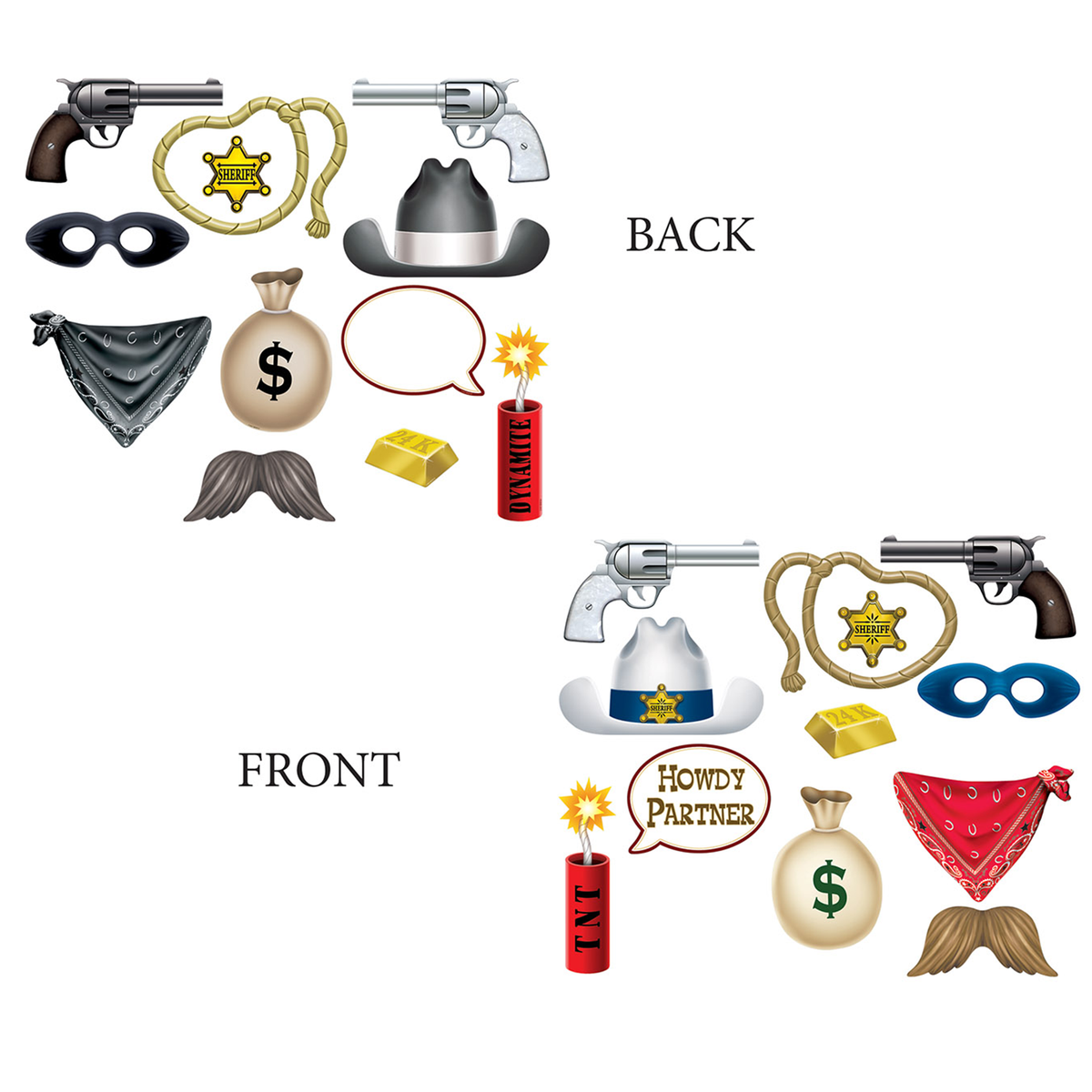 Wild West Photo fun props for a photo booth at your mystery party. 