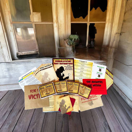 Zombie Town mystery party game boxed set example.