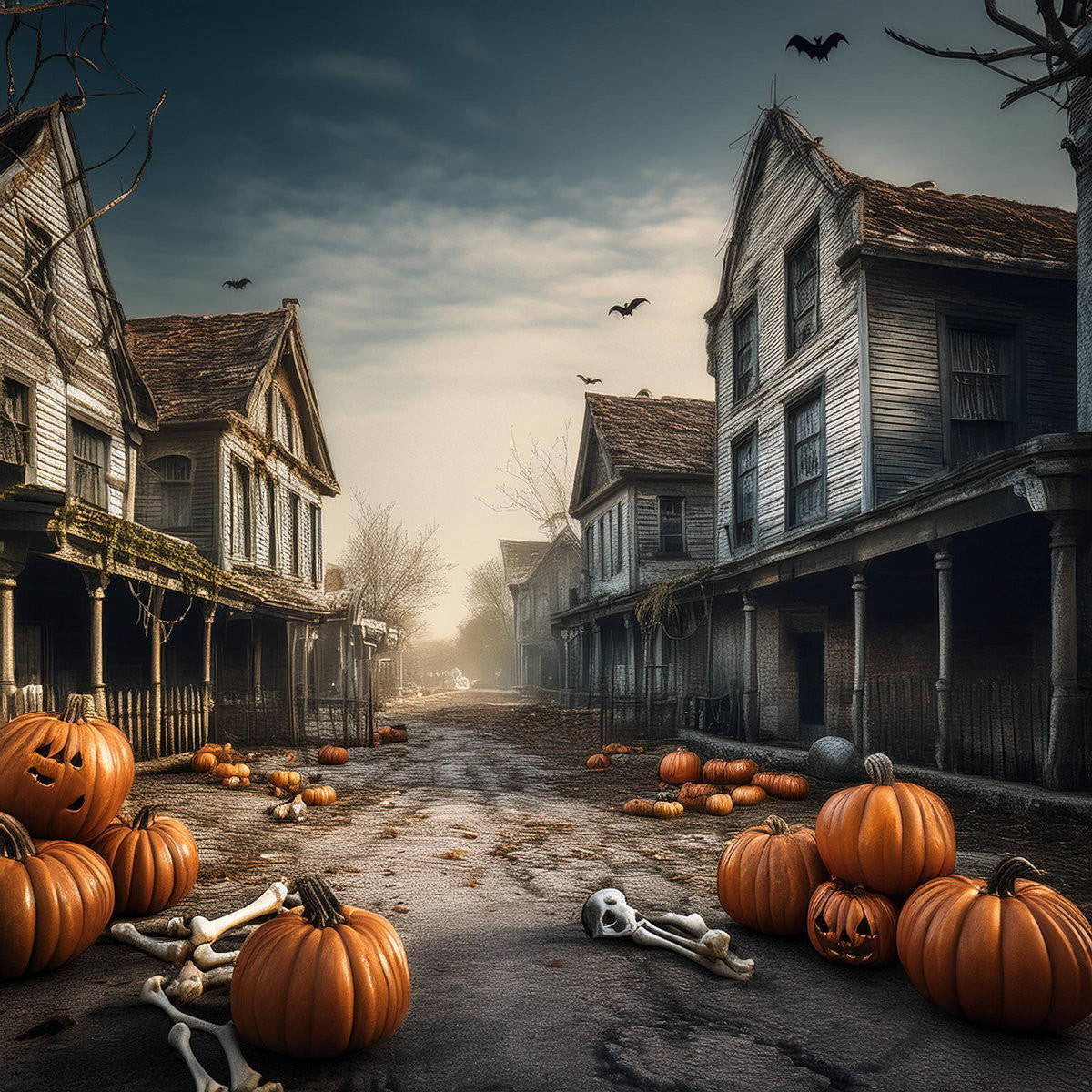 Zombie town concept for a mystery party game.
