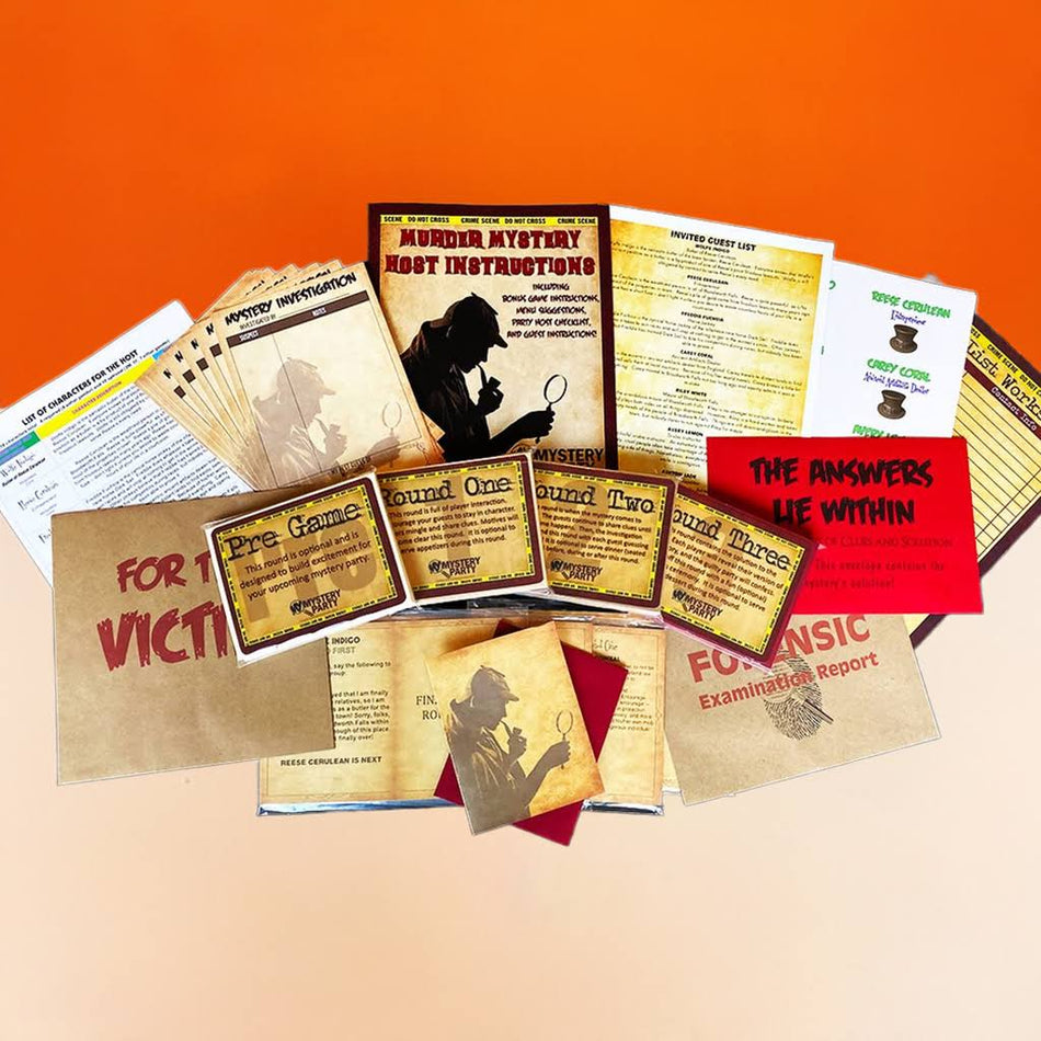Back In Time murdery mystery party kit perfect for any occassion.