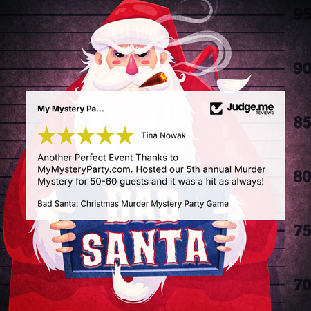 5 Star Review for Bad Santa murder mystery party game