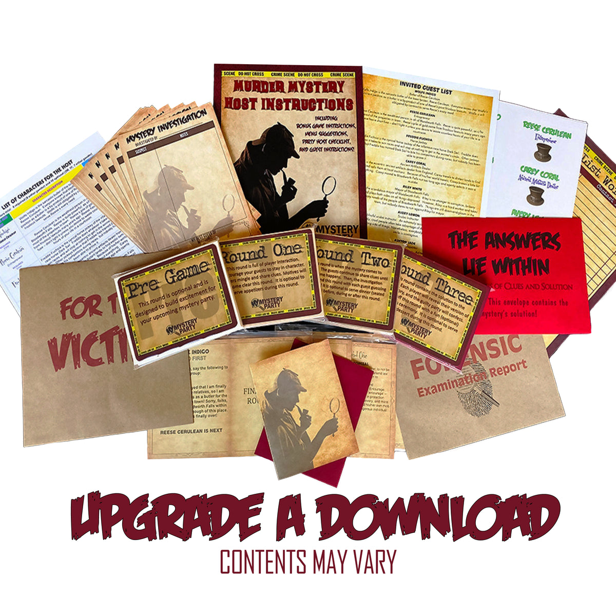 Upgrade a download mystery party to a boxed mystery party kit
