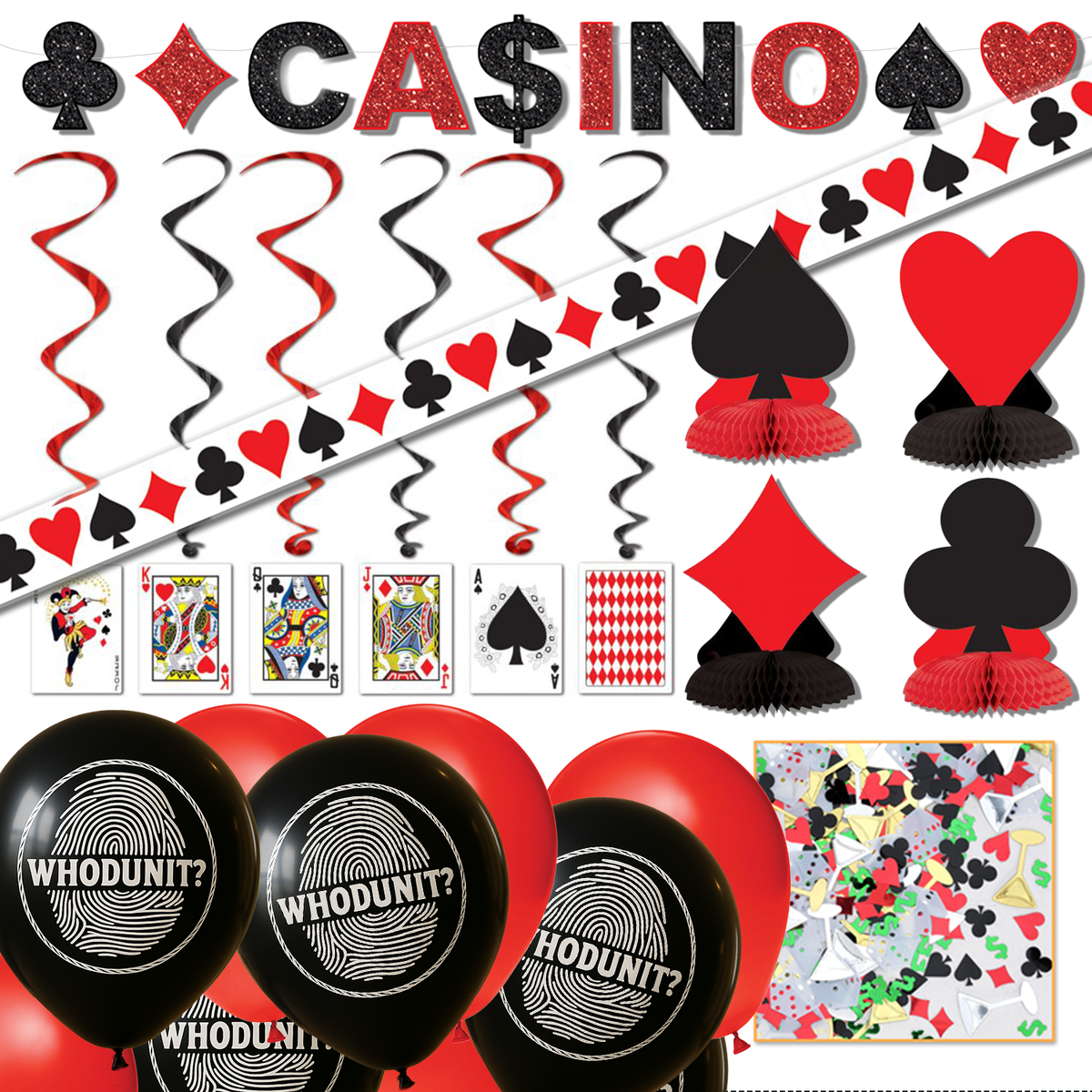 Casino murder mystery game decor kit. 