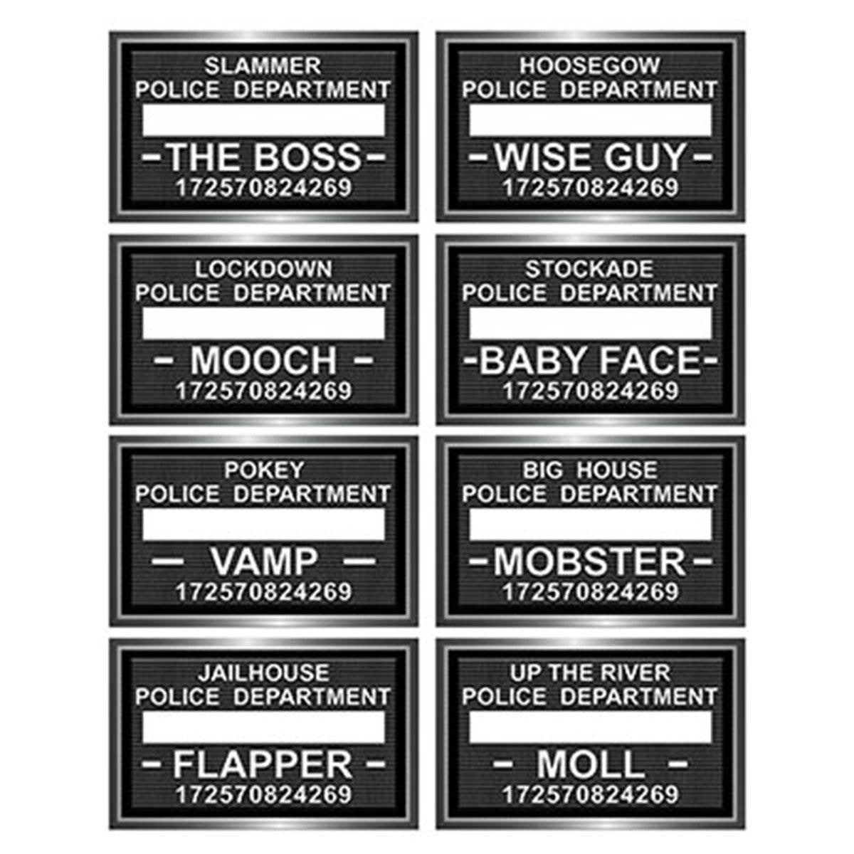 Speakeasy mugshot photo fun signs for a murder mystery party