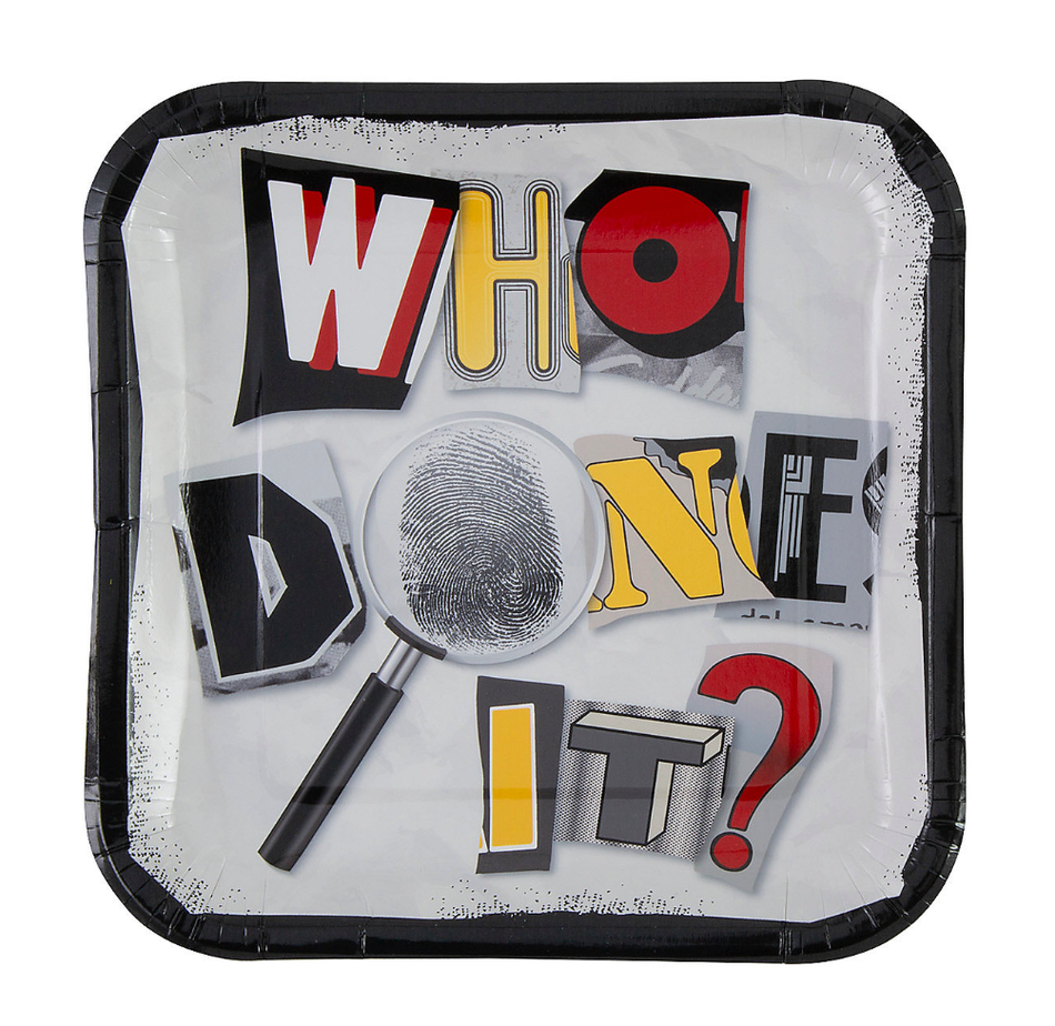 Mystery party paper dinner plates