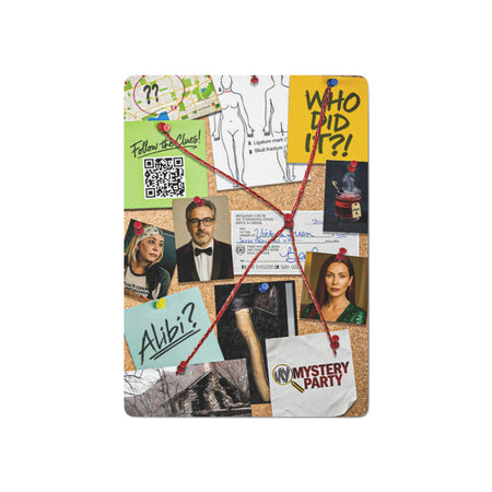 playing cards with a detective corkboard