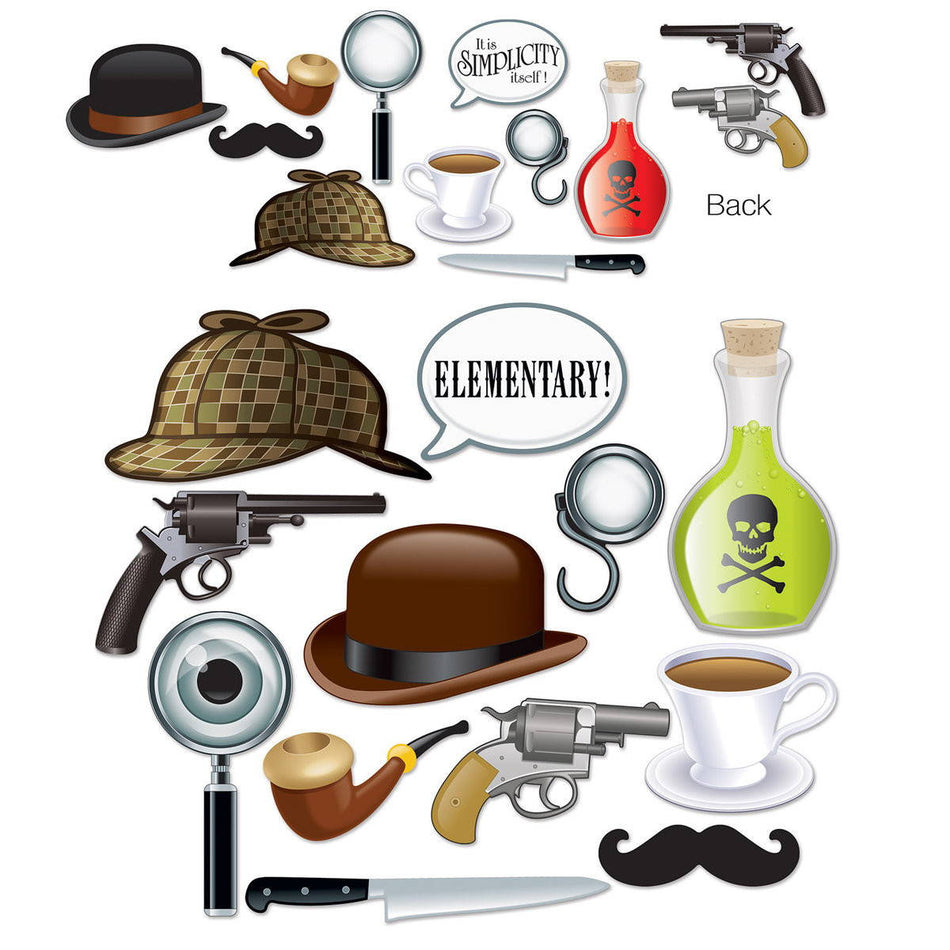 Sherlock Holmes photo props for mystery parties