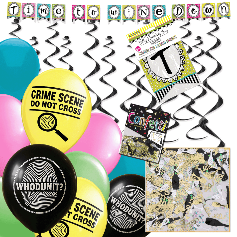 Wine tasting murder mystery decor kit by My Mystery Party