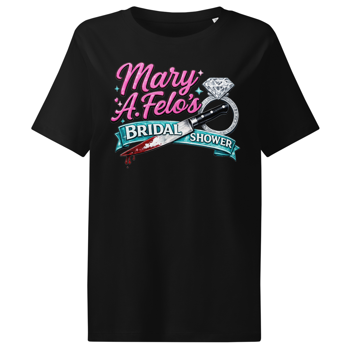 Bridal shower graphic tee shirt.