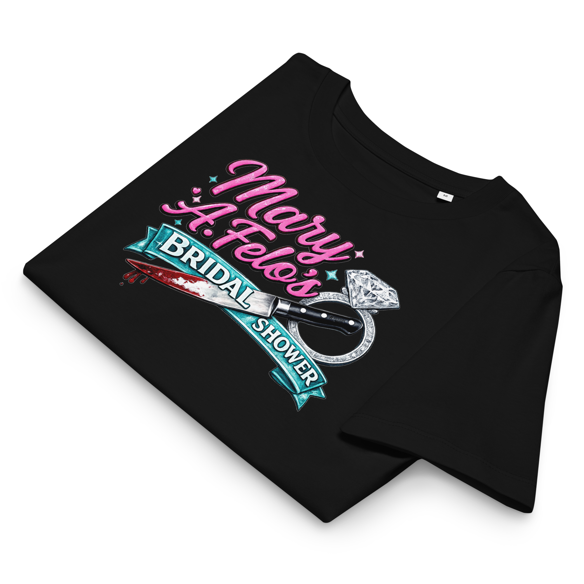 Folded Bridal shower graphic tee shirt.