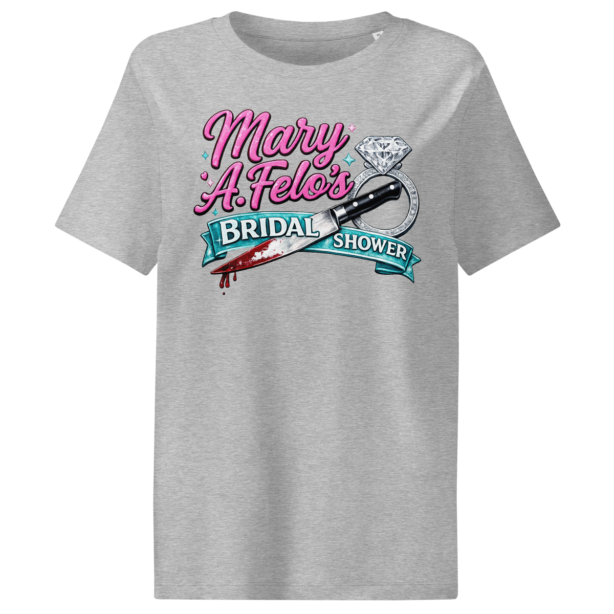 Bridal shower graphic tee shirt.