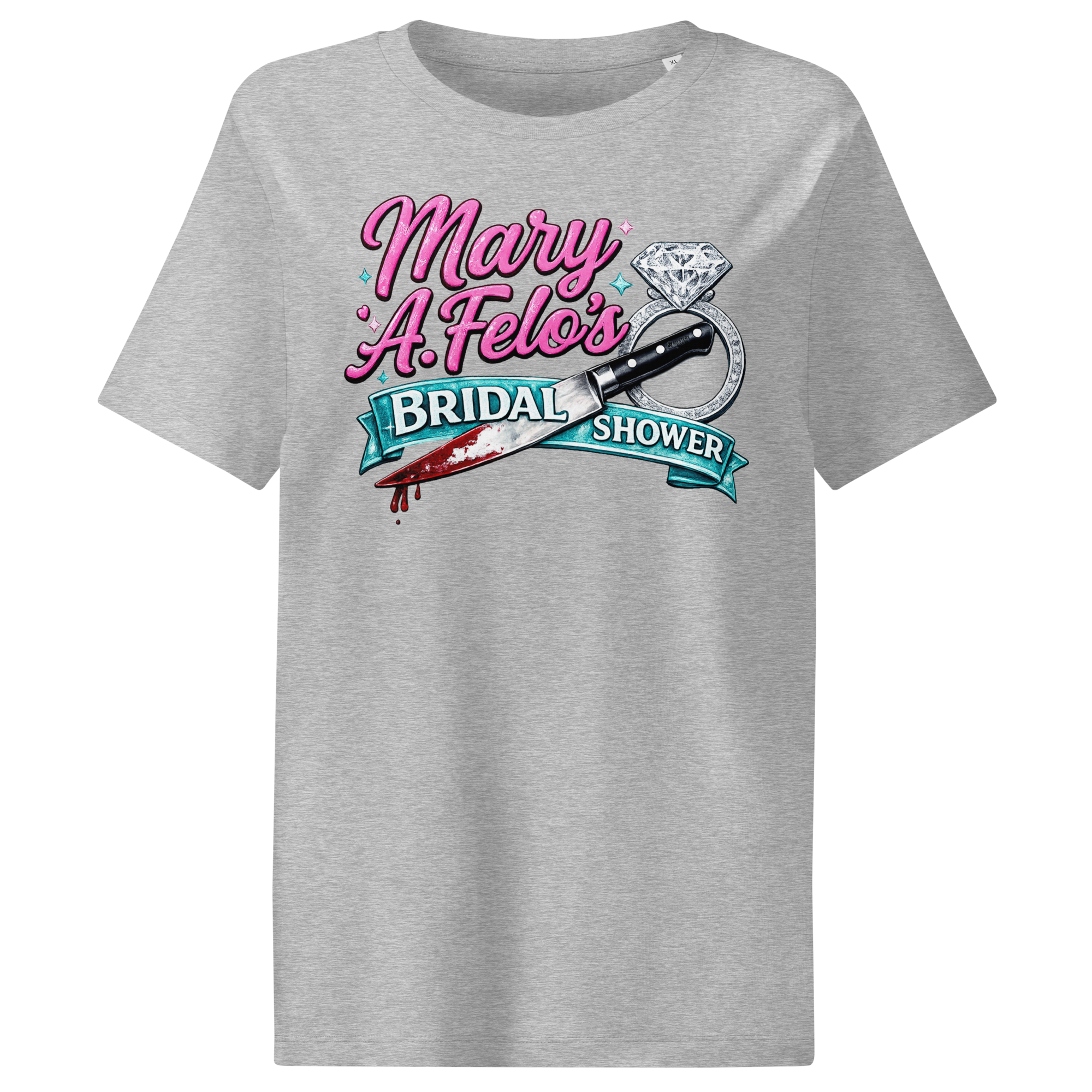 Bridal shower graphic tee shirt.