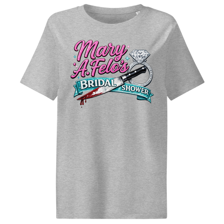 Bridal shower graphic tee shirt.