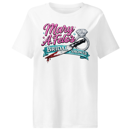 Bridal shower graphic tee shirt.