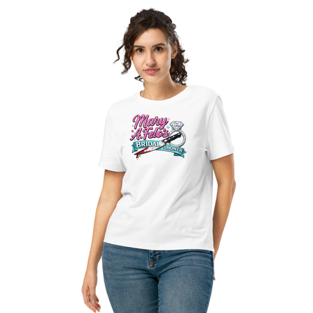 Bridal shower graphic tee shirt.